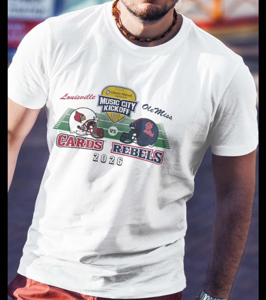 Liberty Mutual Music City Kickoff 2026 Louisville Cardinals Vs Ole Miss Rebels Matchup T-Shirt
