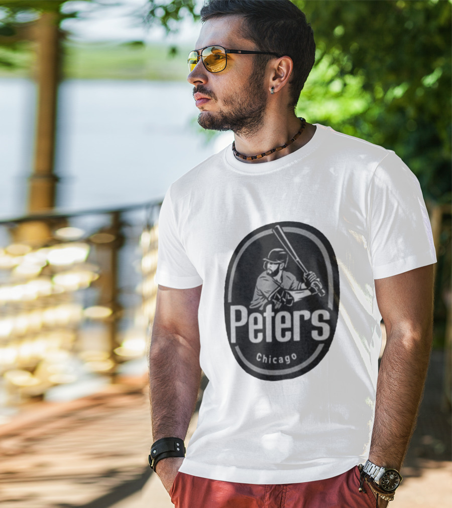 Peters Chicago Baseball Player Illustration White Sox T-Shirt