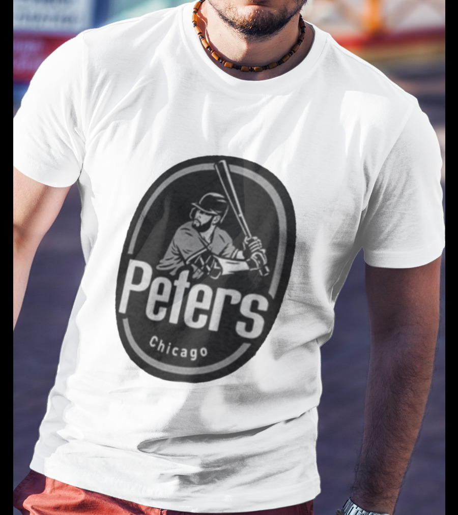 Peters Chicago Baseball Player Illustration White Sox T-Shirt