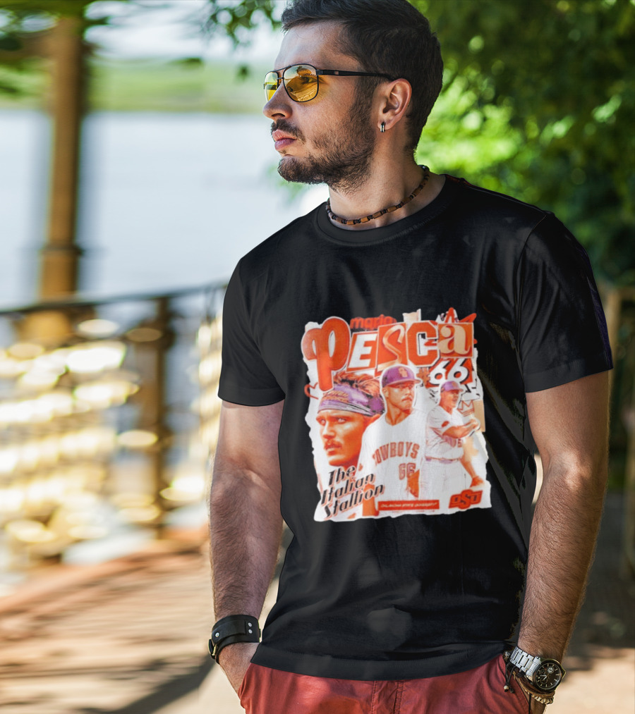 Mario Pesca 66 Oklahoma State Cowboys The Italian Stallion OSU Baseball T-Shirt