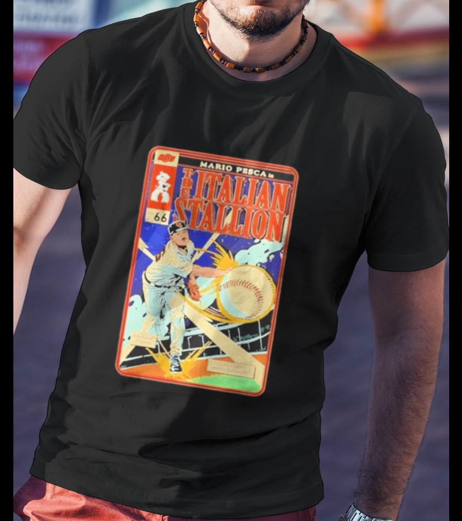 Mario Pesca The Italian Stallion Comic No 66 Oklahoma State Cowboys Baseball T-Shirt