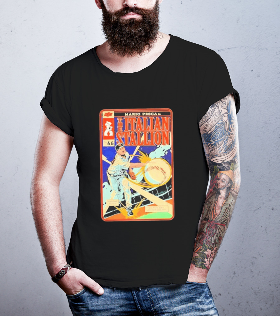 Mario Pesca The Italian Stallion Comic No 66 Oklahoma State Cowboys Baseball T-Shirt