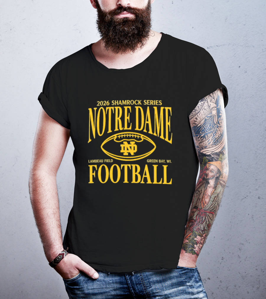 Notre Dame 2026 Shamrock Series Lambeau Field Green Bay WI Football T-Shirt