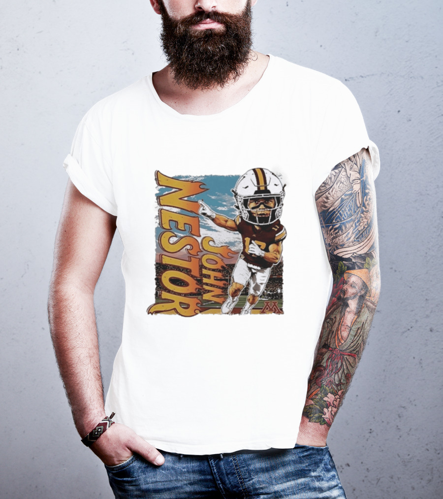 John Nestor Minnesota Golden Gophers Football Player Caricature 17 Football Helmet Minnesota T-Shirt