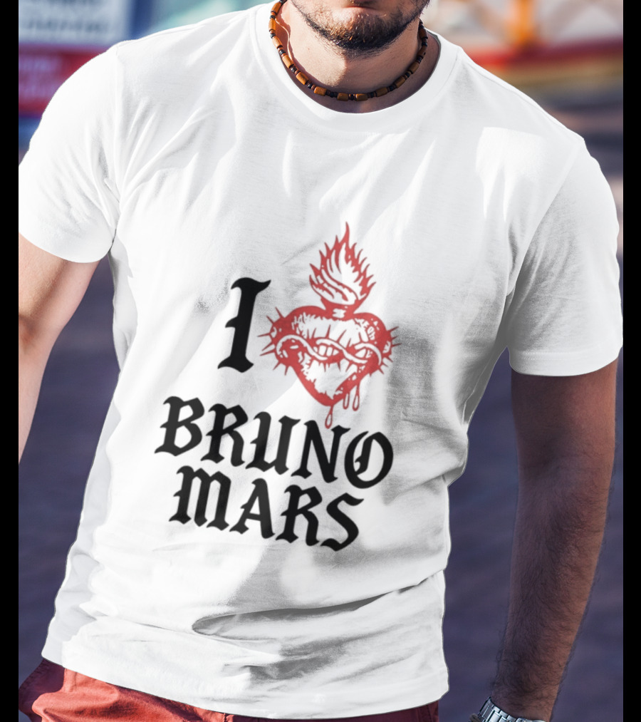 I Heart Bruno Mars Romantic Tour Flame Heart T-Shirt