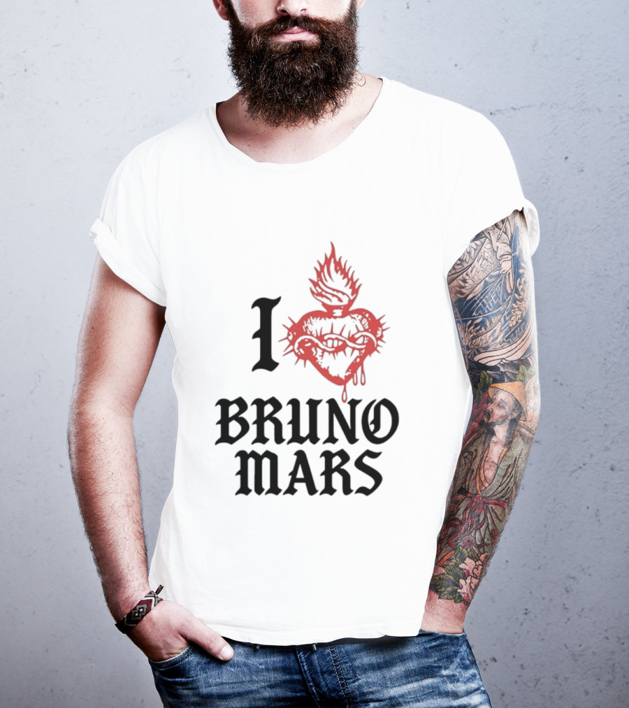 I Heart Bruno Mars Romantic Tour Flame Heart T-Shirt
