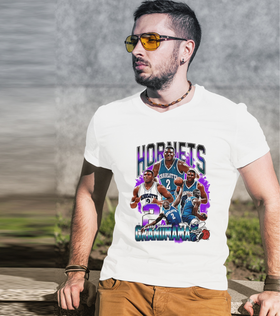 Charlotte Hornets Larry Johnson Basketball Grandmama 2 T-Shirt