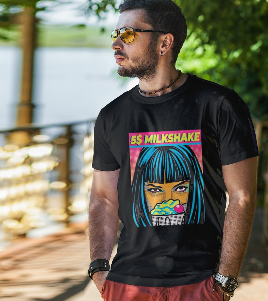 5 Dollar Milkshake Pulp Fiction 5$ Milkshake Retro Comic T-Shirt