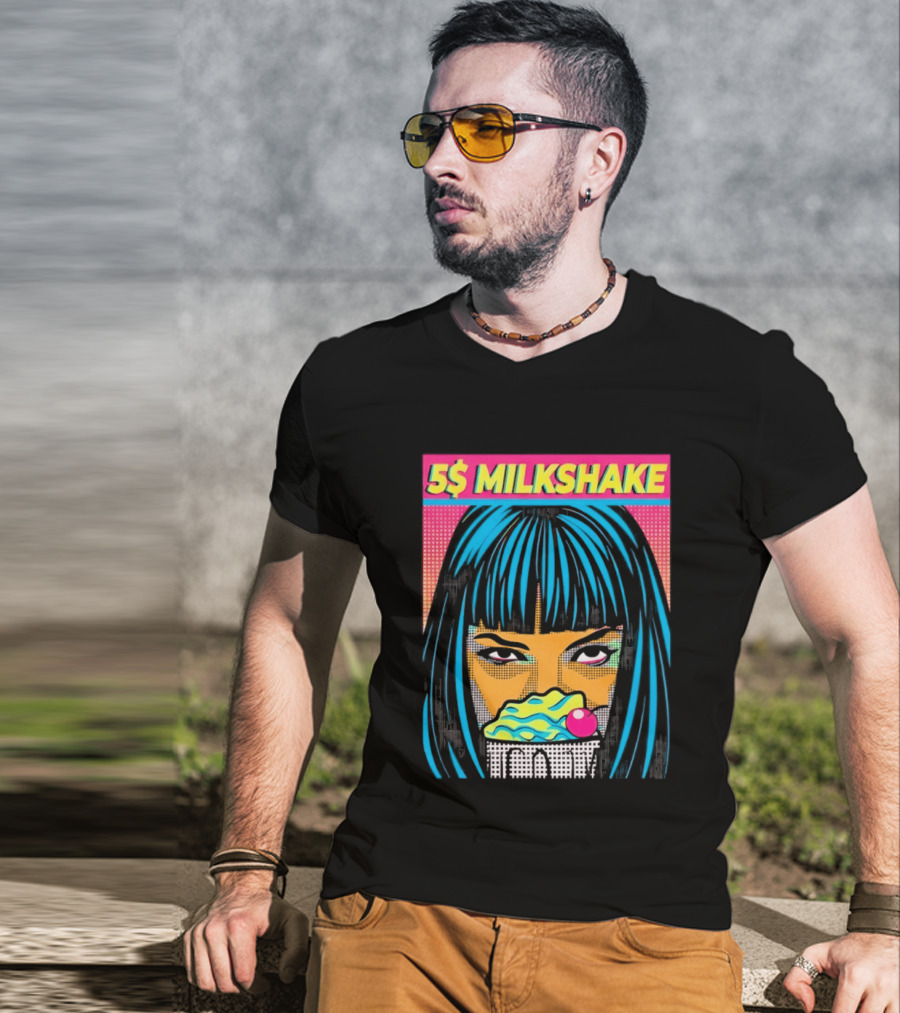 5 Dollar Milkshake Pulp Fiction 5$ Milkshake Retro Comic T-Shirt