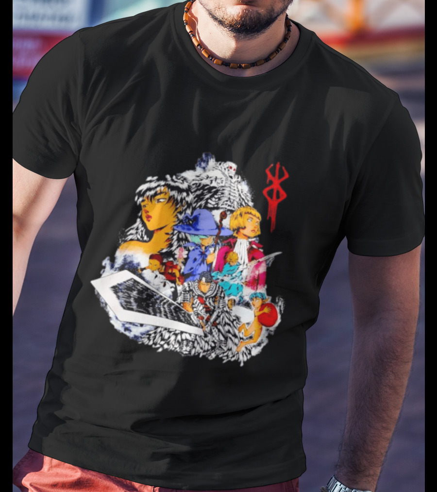 Berserk Guts Griffith Casca Schierke Puck Isidro Farnese Iconic Manga Characters T-Shirt