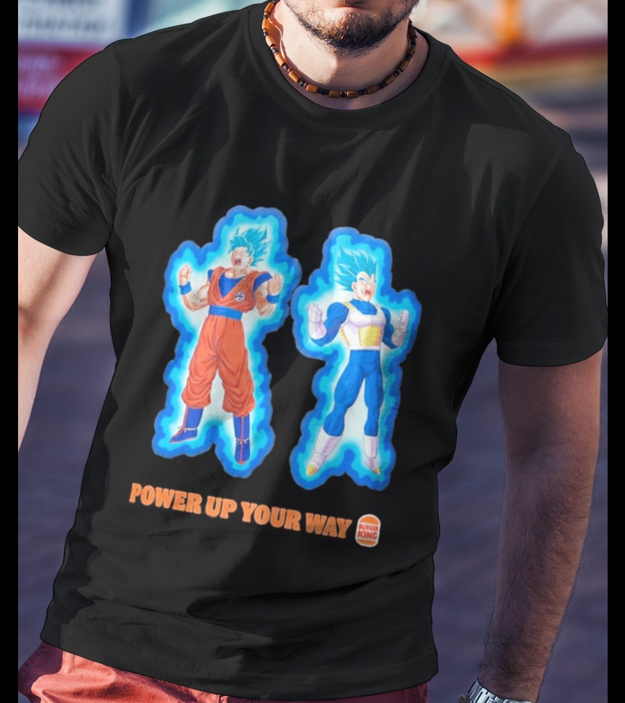 Burger King Dragon Ball Super Power Up Your Way Collaboration Featuring Iconic Saiyan Characters T-Shirt