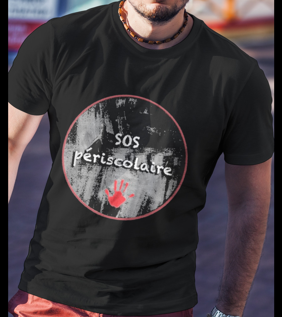 SOS Périscolaire Handprint Red And Black Circle T-Shirt