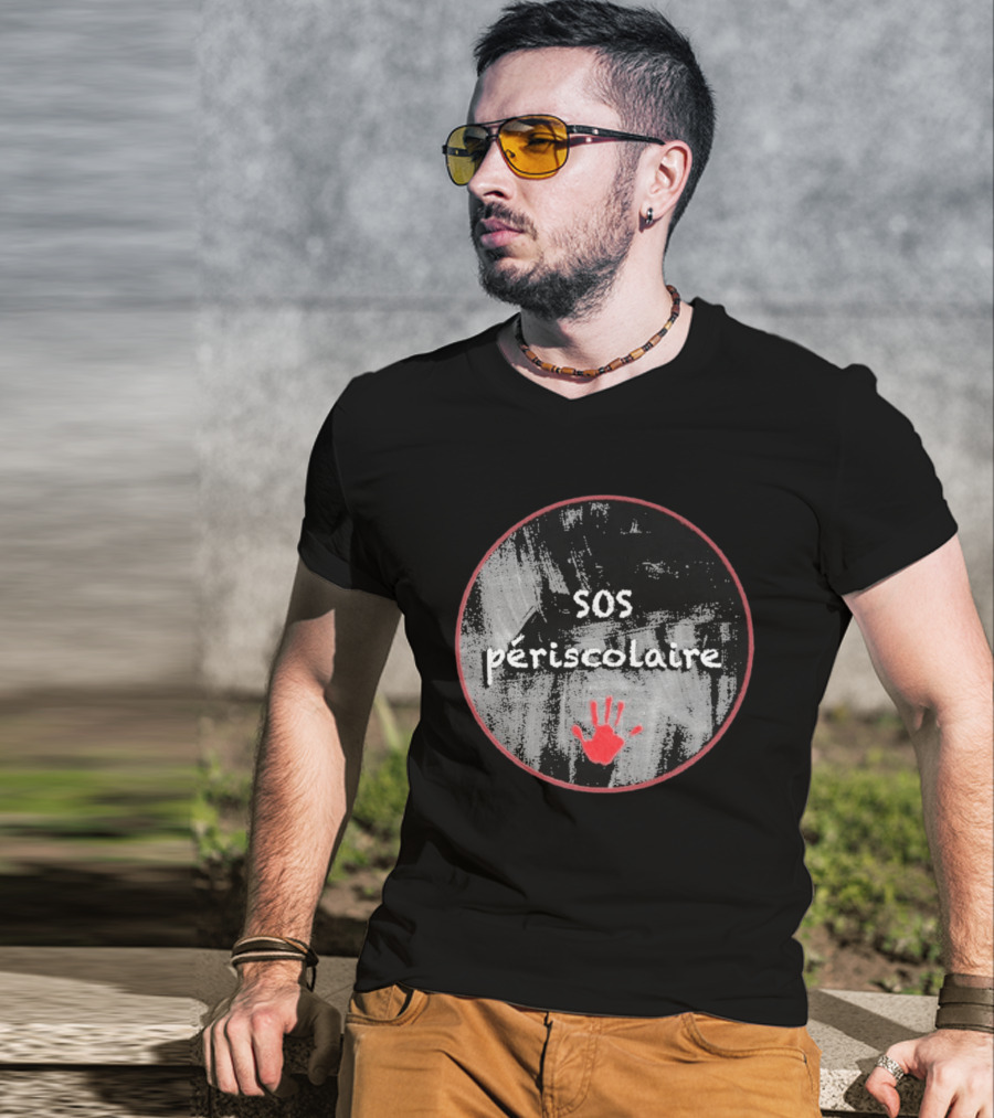 SOS Périscolaire Handprint Red And Black Circle T-Shirt