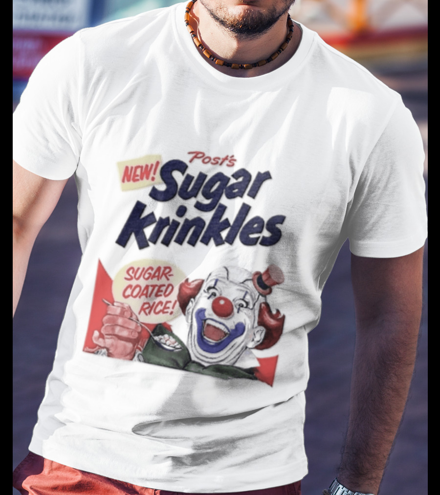 Post's New Sugar Krinkles Sugar Coated Rice Clown Cereal T-Shirt