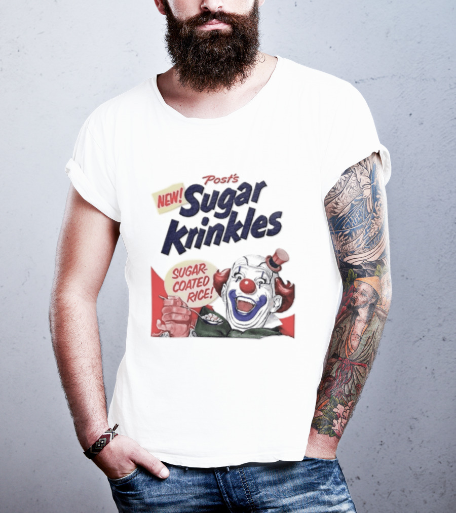 Post's New Sugar Krinkles Sugar Coated Rice Clown Cereal T-Shirt
