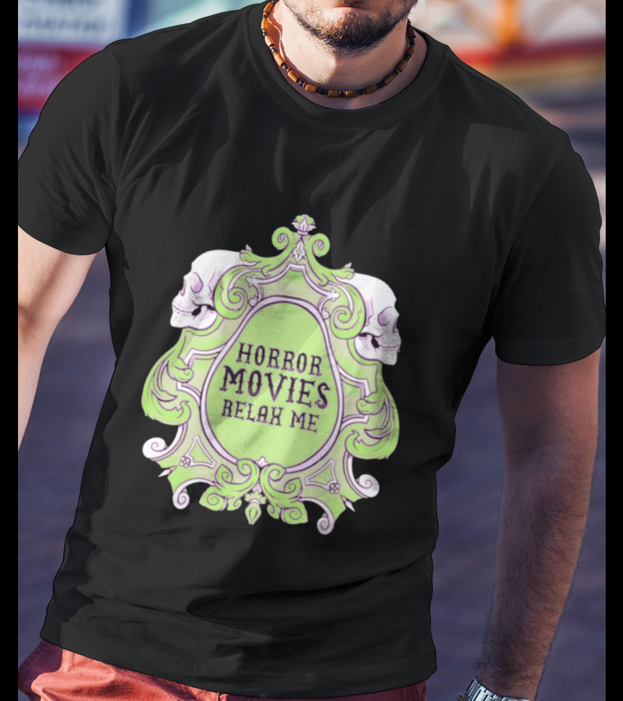Horror Movies Relax Me Spooky Aesthetic Skulls Gothic Frame T-Shirt