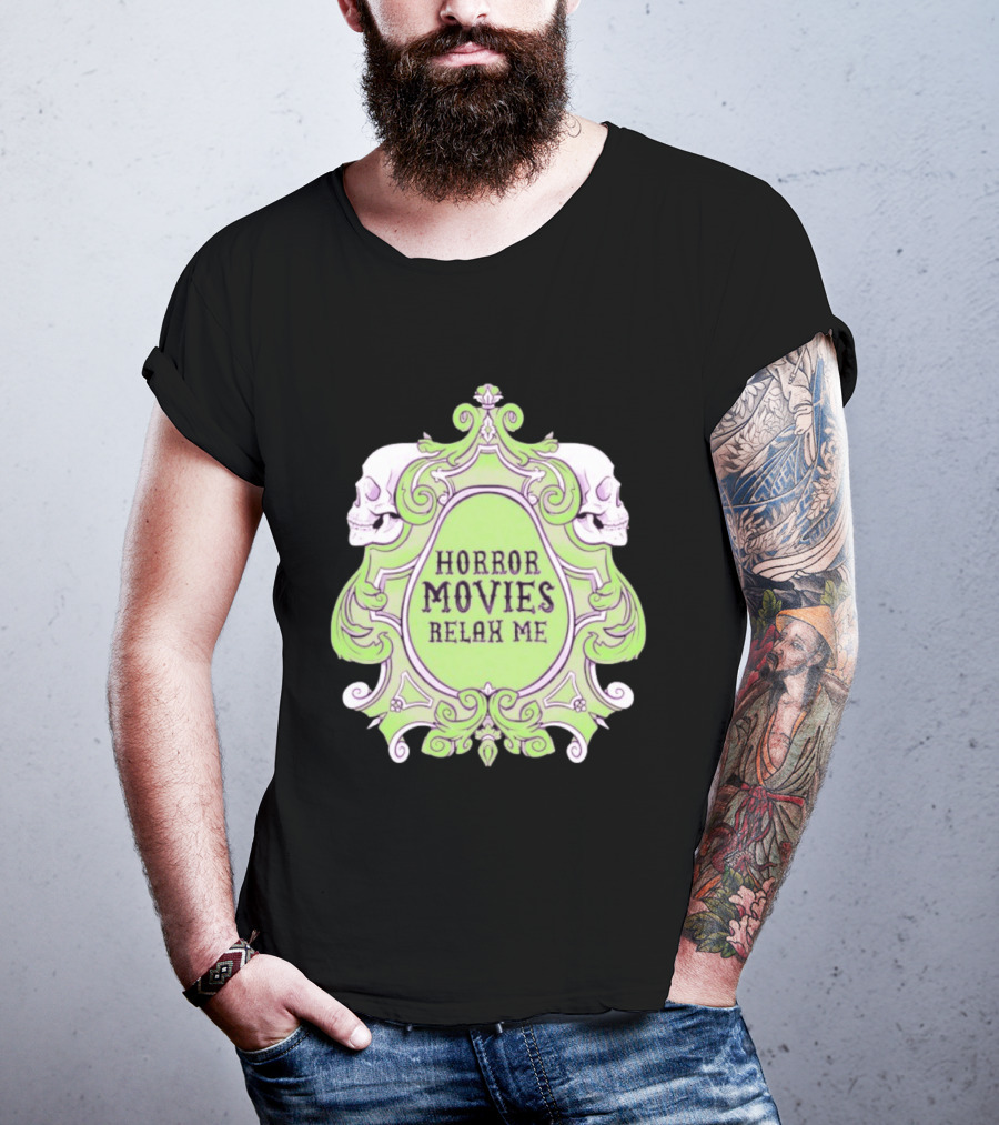 Horror Movies Relax Me Spooky Aesthetic Skulls Gothic Frame T-Shirt
