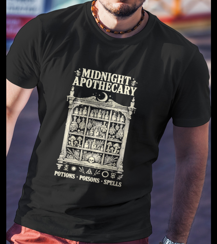 Midnight Apothecary Potions Poisons Spells Halloween Witch T-Shirt