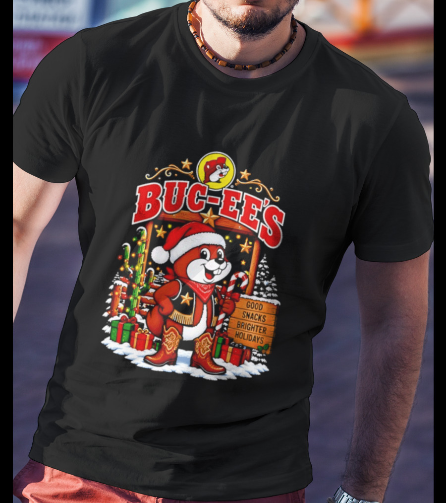 Buc Ee's Sleighs The Holidays Good Snacks Brighter Days Christmas T-Shirt