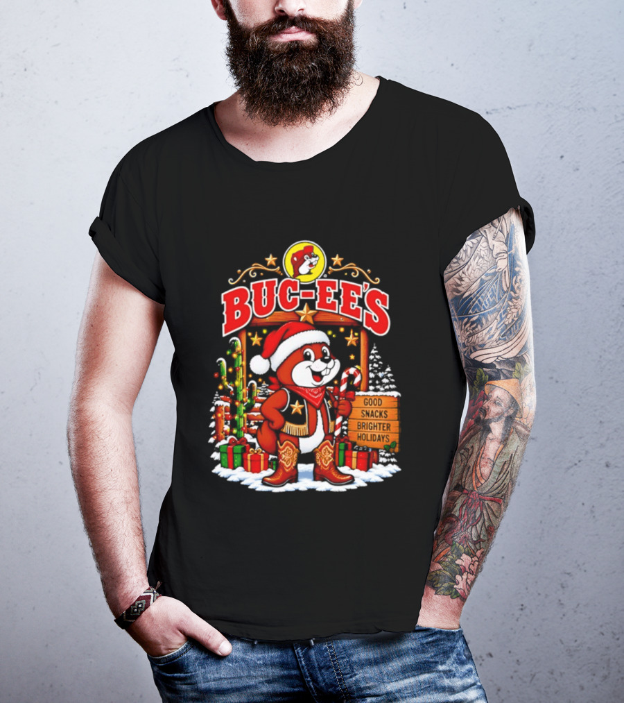 Buc Ee's Sleighs The Holidays Good Snacks Brighter Days Christmas T-Shirt