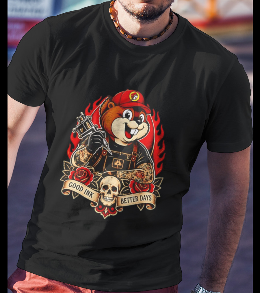 Buc Ee's Tattoo Collaboration Good Ink Better Days Collectors Edition T-Shirt