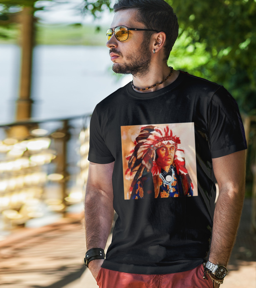 Chief Kirk Native American Indigenous Headdress And Traditional Attire T-Shirt