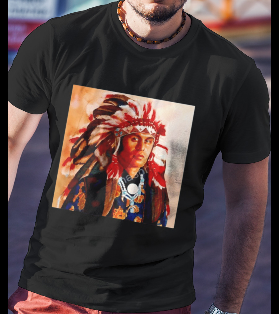 Chief Kirk Native American Indigenous Headdress And Traditional Attire T-Shirt