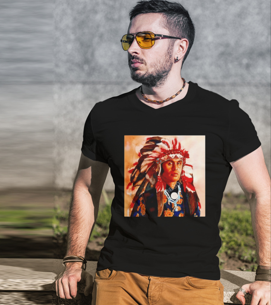 Chief Kirk Native American Indigenous Headdress And Traditional Attire T-Shirt