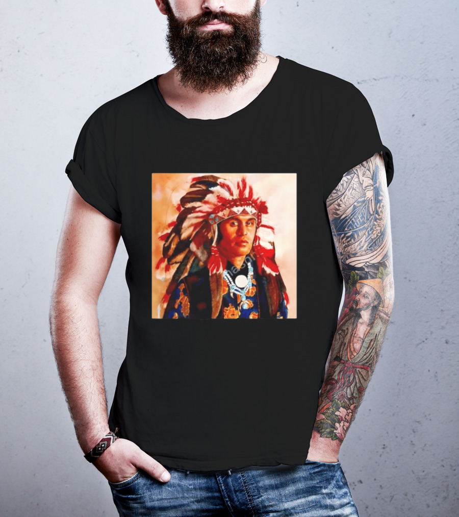 Chief Kirk Native American Indigenous Headdress And Traditional Attire T-Shirt