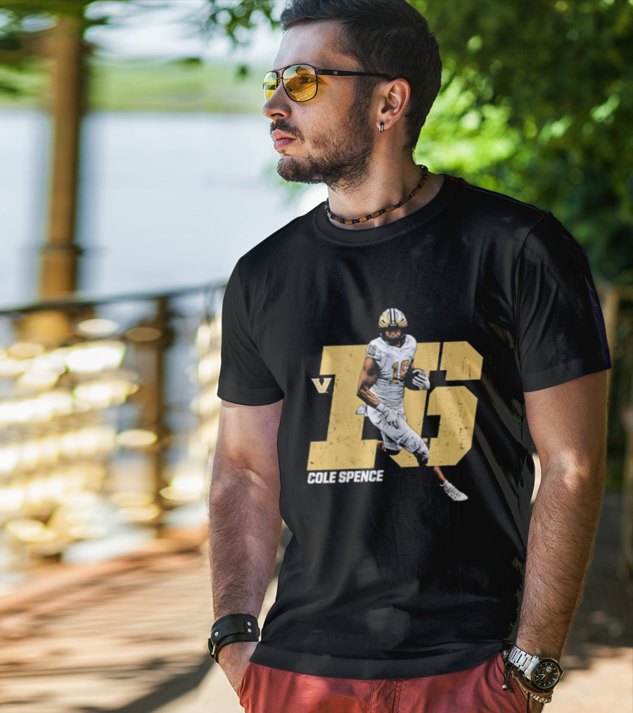Vanderbilt Commodores Cole Spence 16 NCAA Football Player Pose T-Shirt