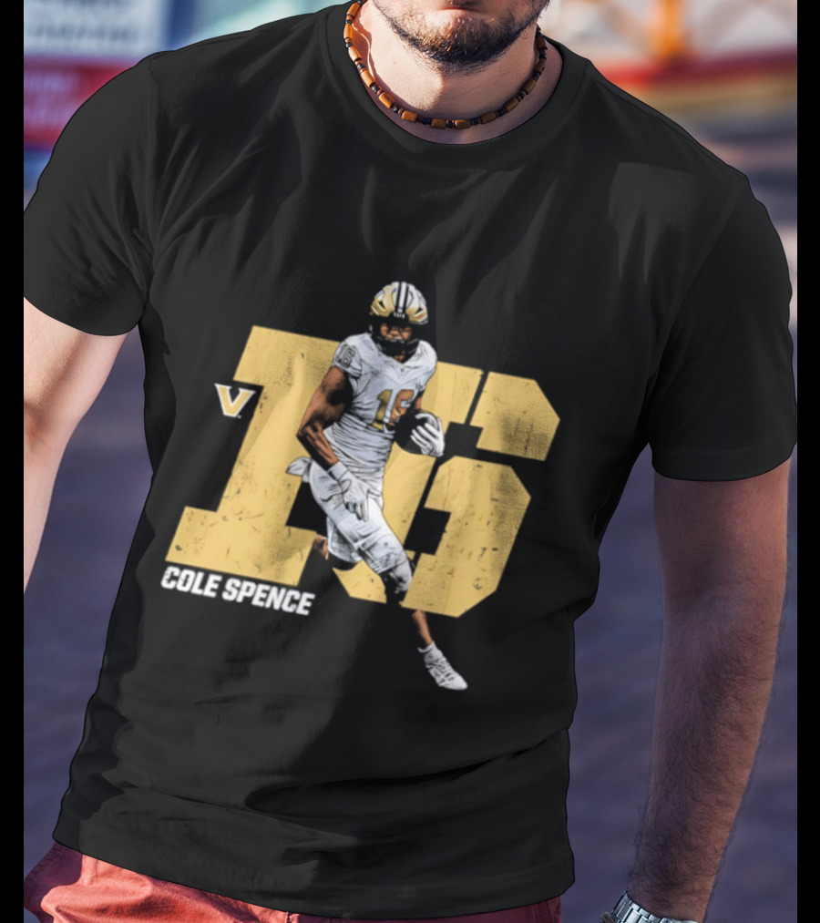 Vanderbilt Commodores Cole Spence 16 NCAA Football Player Pose T-Shirt
