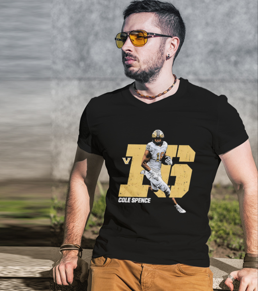 Vanderbilt Commodores Cole Spence 16 NCAA Football Player Pose T-Shirt