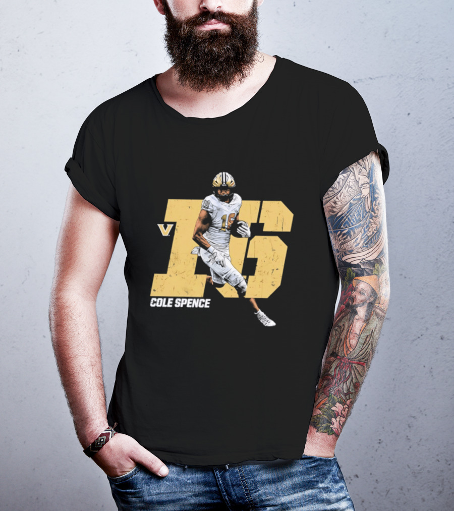 Vanderbilt Commodores Cole Spence 16 NCAA Football Player Pose T-Shirt