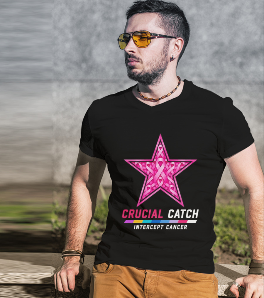 Dallas Cowboys 2026 Crucial Catch Intercept Cancer Pink Ribbon Star T-Shirt