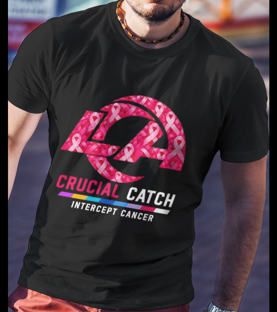 Los Angeles Rams Crucial Catch Intercept Cancer Pink Ribbon Awareness 2026 T-Shirt