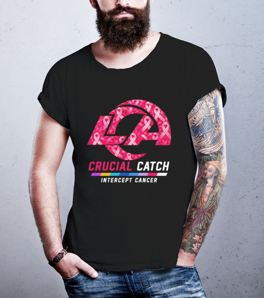 Los Angeles Rams Crucial Catch Intercept Cancer Pink Ribbon Awareness 2026 T-Shirt