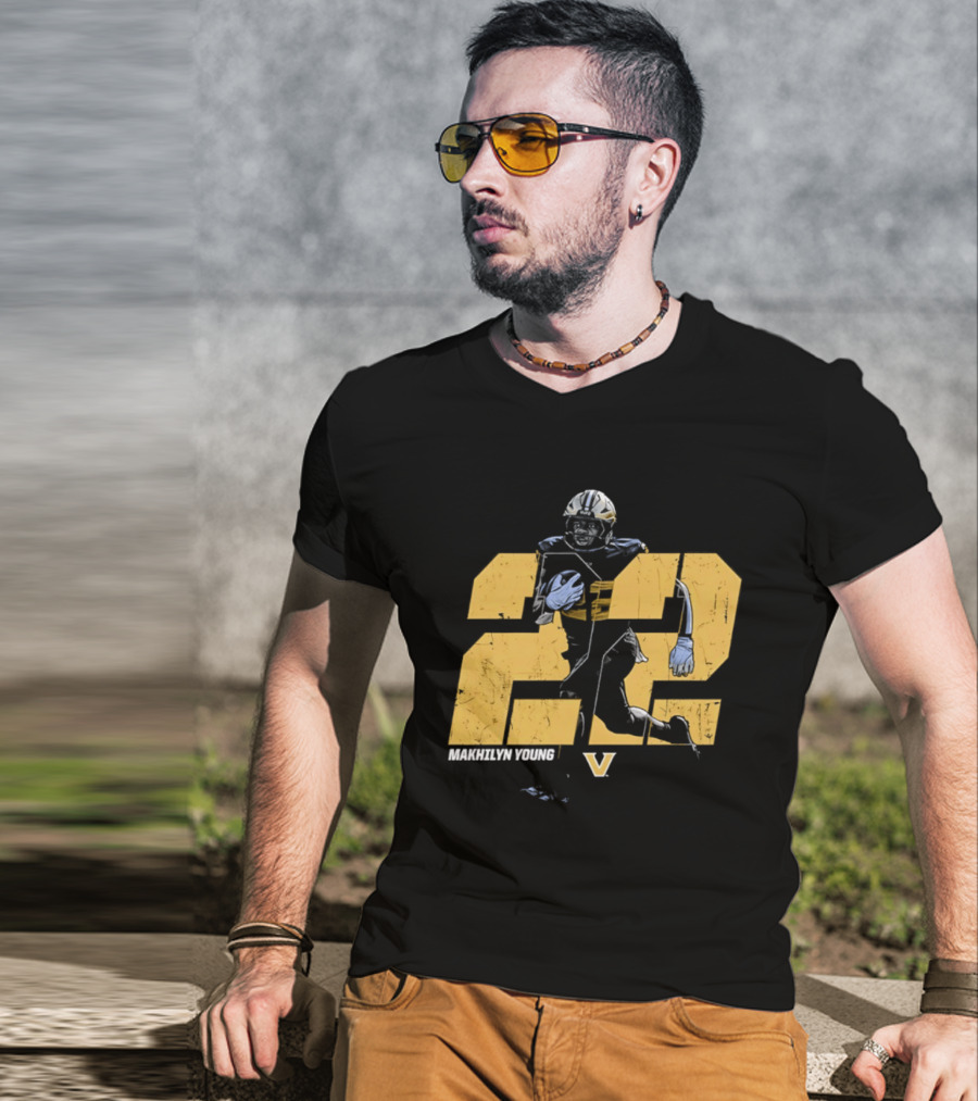 Makhilyn Young 22 Vanderbilt Commodores NCAA Football Player V T-Shirt