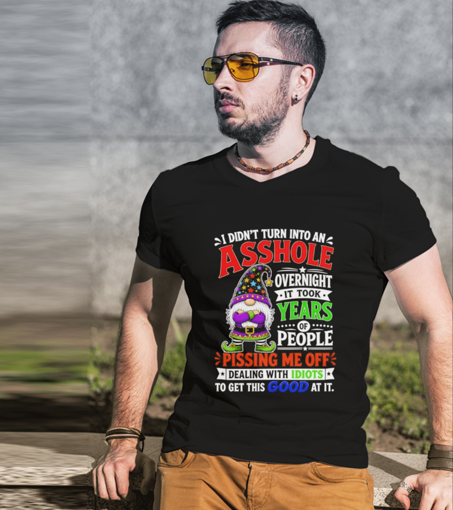 I Didn't Turn Into An Asshole Overnight It Took Years Of People Pissing Me Off Dealing With Idiots Gnome T-Shirt