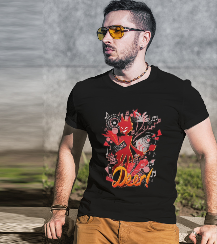 Alastor Hazbin Hotel Deer Music Radio T-Shirt