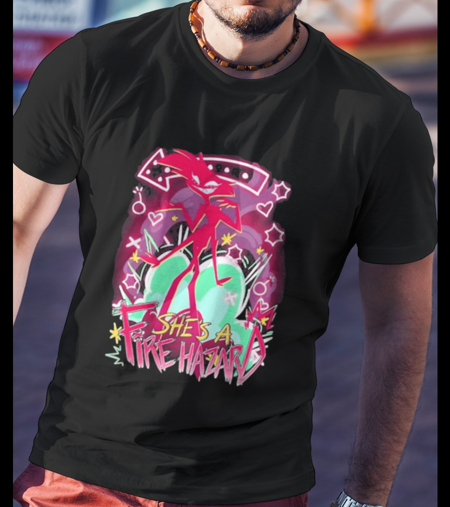 Hazbin Angel Dust She's A Fire Hazard T-Shirt