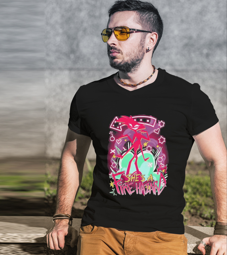 Hazbin Angel Dust She's A Fire Hazard T-Shirt
