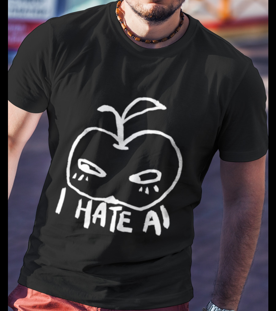 I Hate AI Apple Anti AI Technology Digital T-Shirt