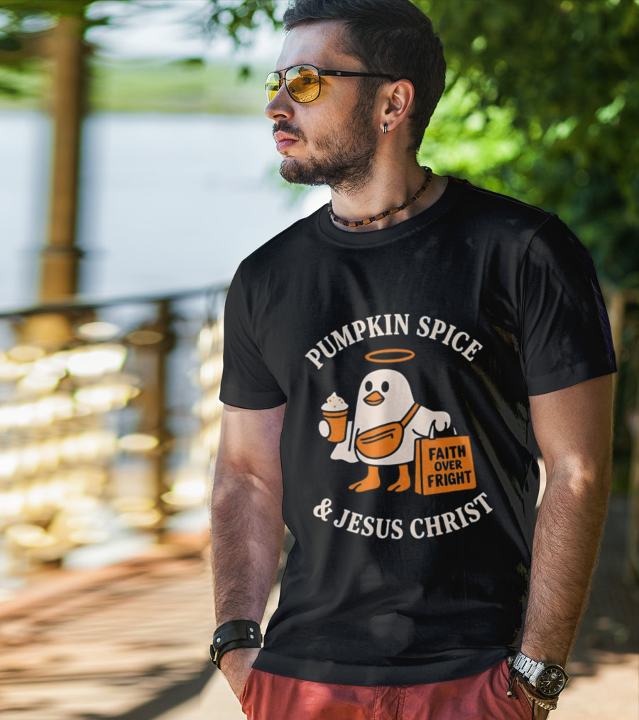 Pumpkin Spice And Jesus Christ Faith Over Fright Halloween 2026 T-Shirt