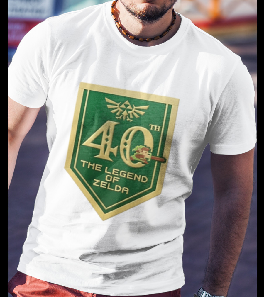 40th Anniversary The Legend Of Zelda With Link Pixel Art And Triforce T-Shirt