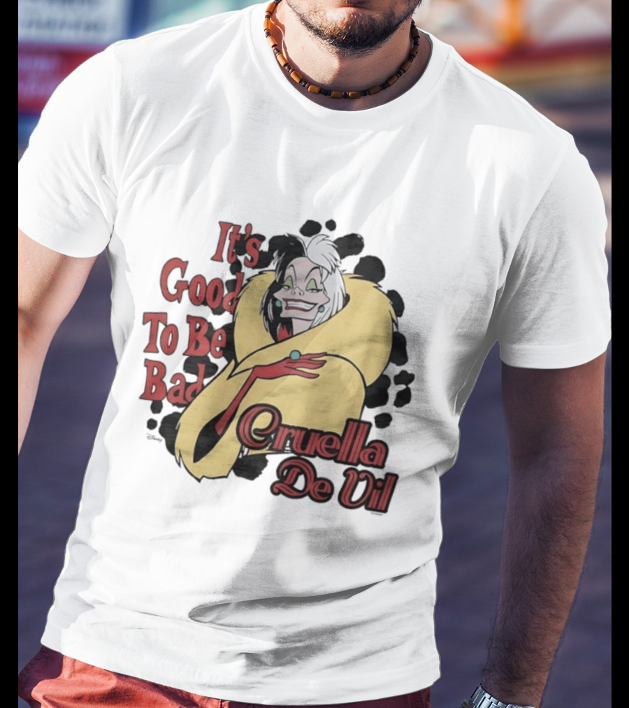 101 Dalmatians Cruella De Vil It's Good To Be Bad Retro Cartoon Villain T-Shirt