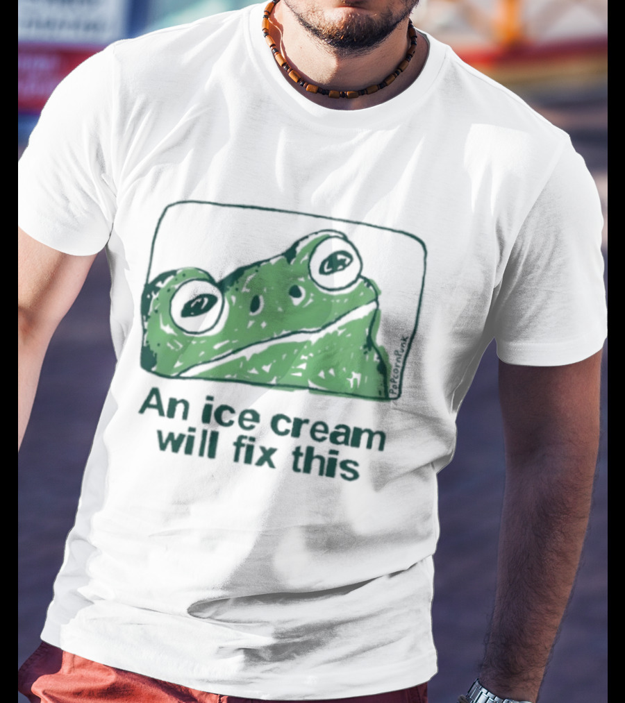 An Ice Cream Will Fix This Frog Retro Humor T-Shirt