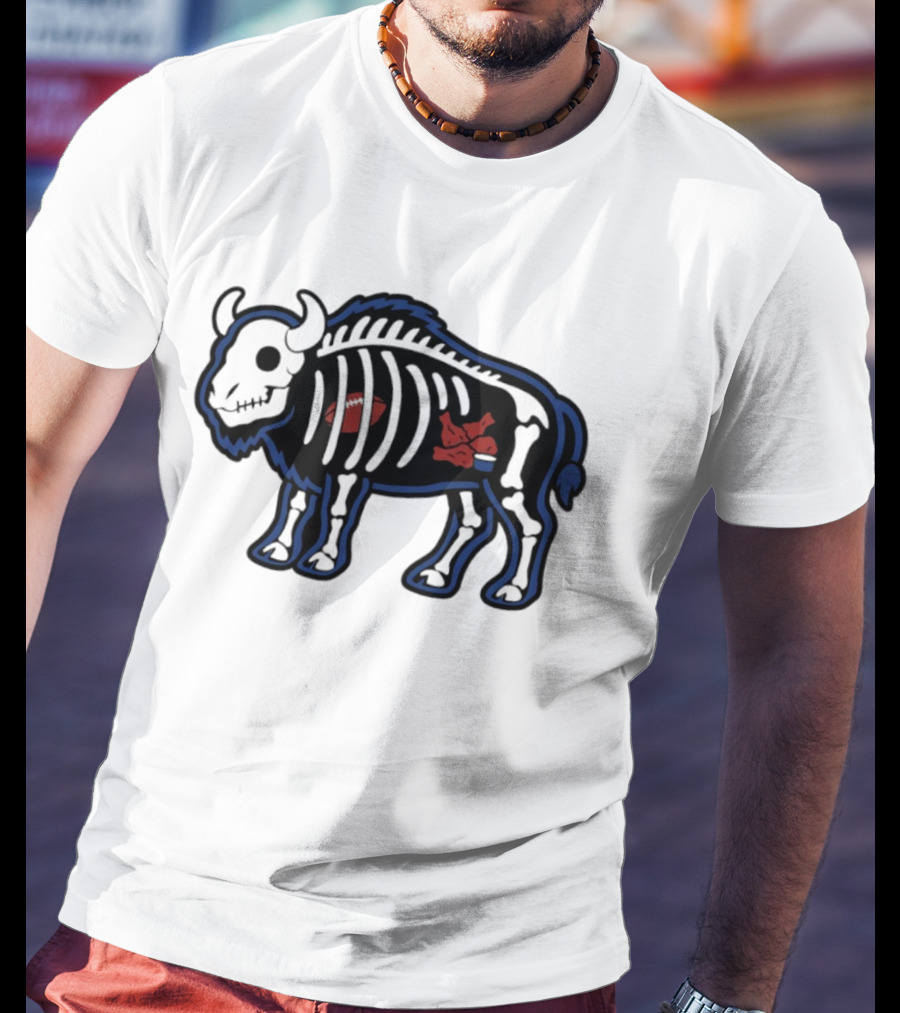 Buffalo Mafia Football X Ray Skeleton Drawing With Chicken Wings And Blue Cheese T-Shirt