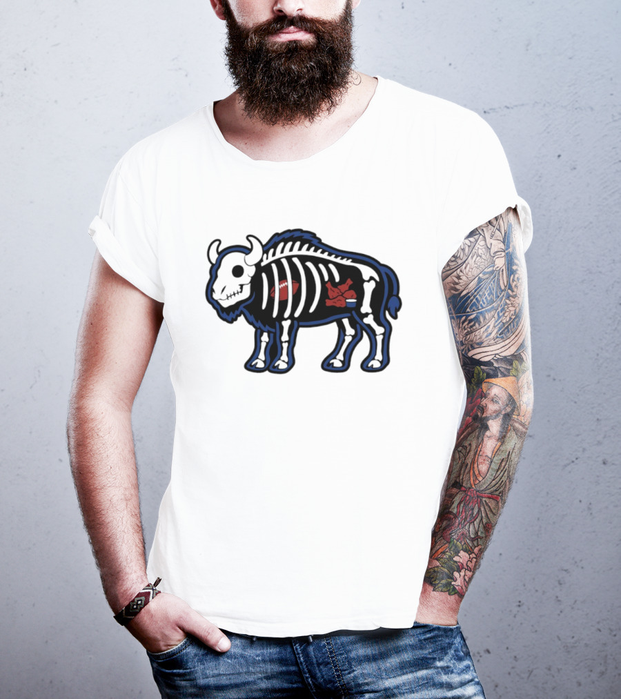 Buffalo Mafia Football X Ray Skeleton Drawing With Chicken Wings And Blue Cheese T-Shirt