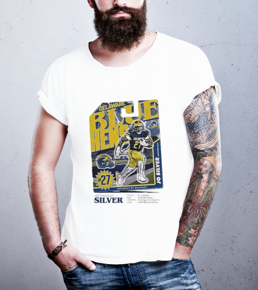 Delaware Blue Hens Jo Silver #27 University Of Delaware Football T-Shirt