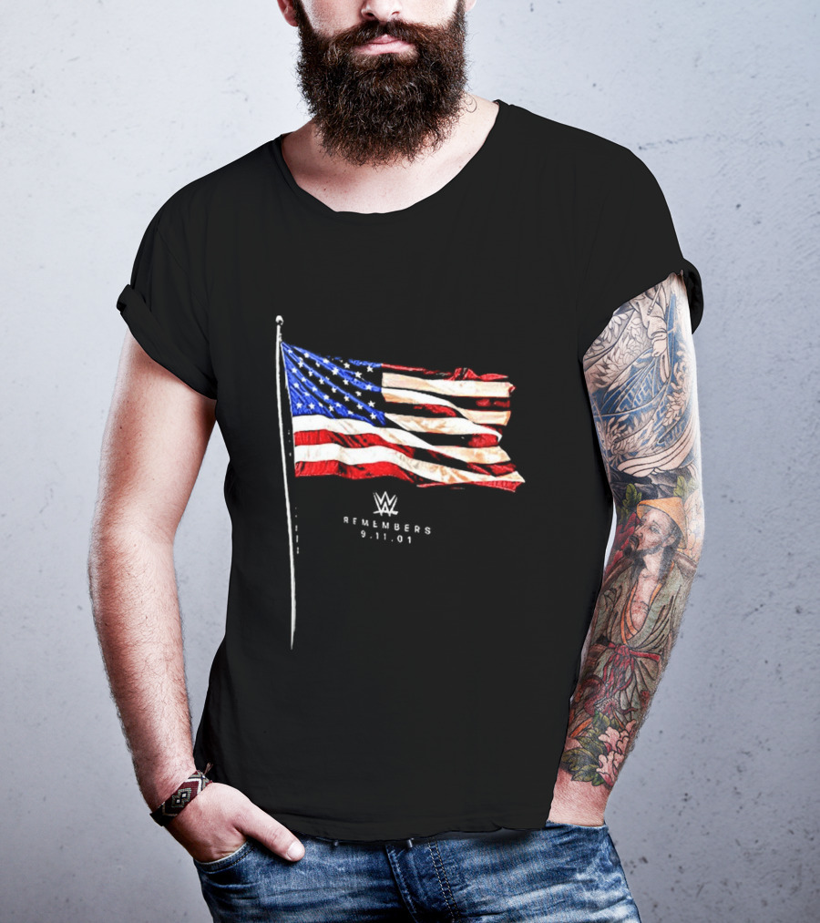 WWE Remembers American Flag Patriot Tribute Vintage Look T-Shirt